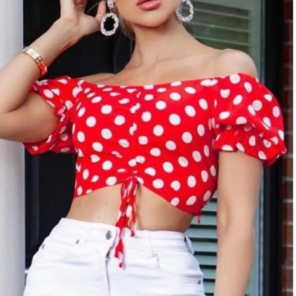 Red and White Mickey Mouse Crop Top